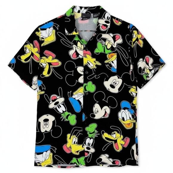 Disney Other - Disney Mickey Mouse Friends Black Short Sleeve Men's S Camp Collar Resort Shirt